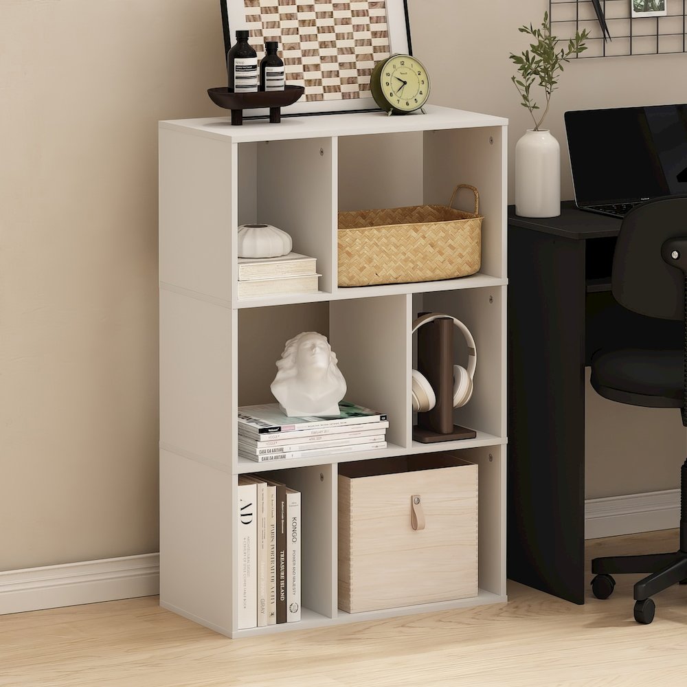 Daly 6-Cube Irregular Cubes Bookcase, Bookshelf, Storage Organizer, White