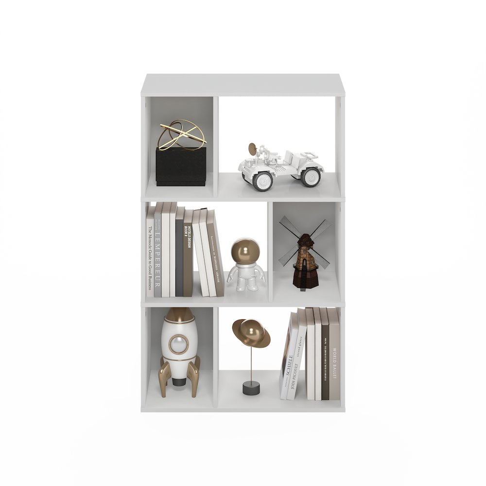 Daly 6-Cube Irregular Cubes Bookcase, Bookshelf, Storage Organizer, White