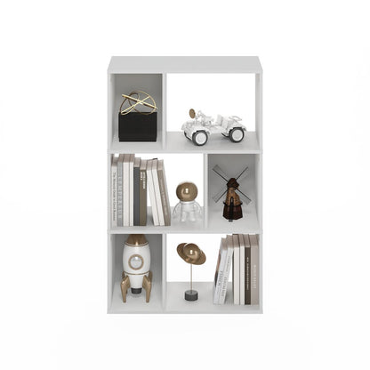 Daly 6-Cube Irregular Cubes Bookcase, Bookshelf, Storage Organizer, White
