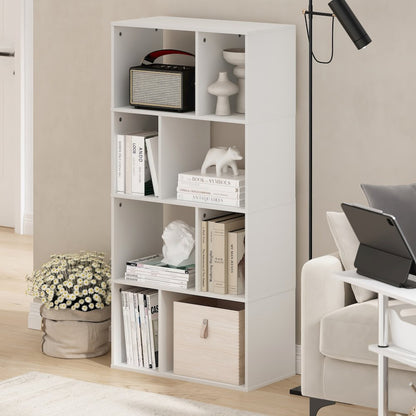 Daly 8-Cube Irregular Cubes Bookcase, Bookshelf, Storage Organizer, White