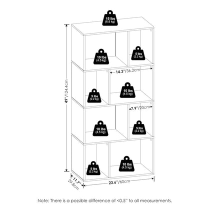 Daly 8-Cube Irregular Cubes Bookcase, Bookshelf, Storage Organizer, White