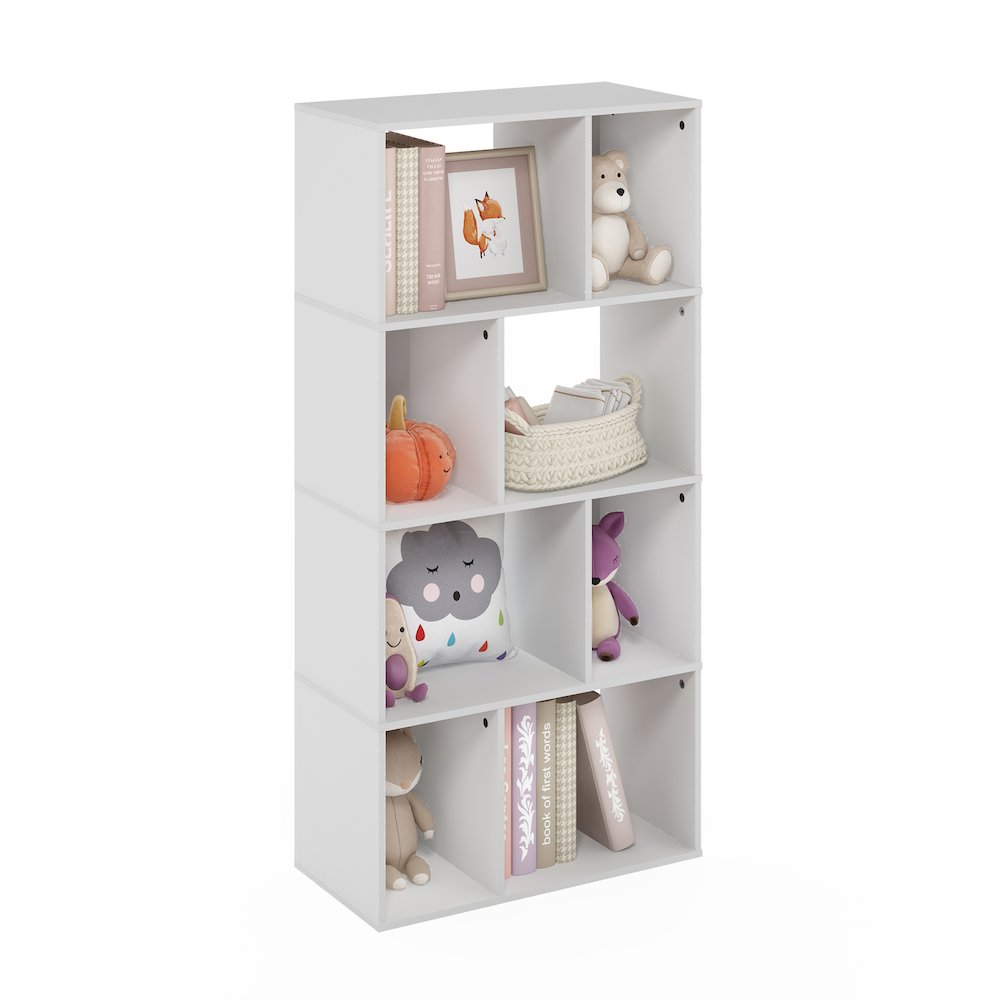 Daly 8-Cube Irregular Cubes Bookcase, Bookshelf, Storage Organizer, White
