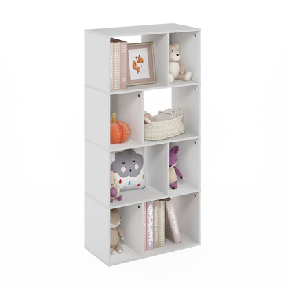 Daly 8-Cube Irregular Cubes Bookcase, Bookshelf, Storage Organizer, White