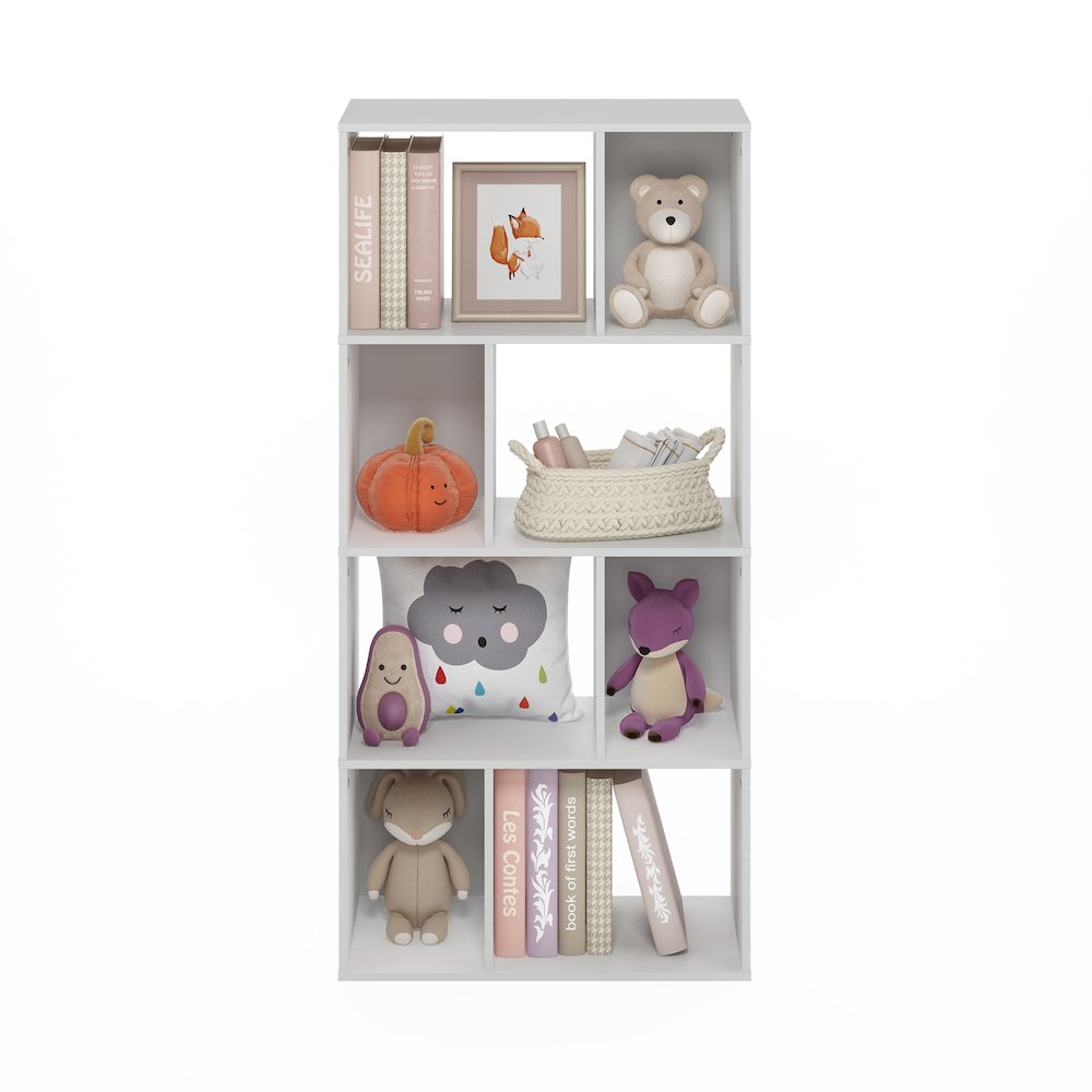Daly 8-Cube Irregular Cubes Bookcase, Bookshelf, Storage Organizer, White
