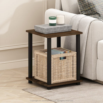 Simplistic End Table, Set of Two, Black Walnut/Brown