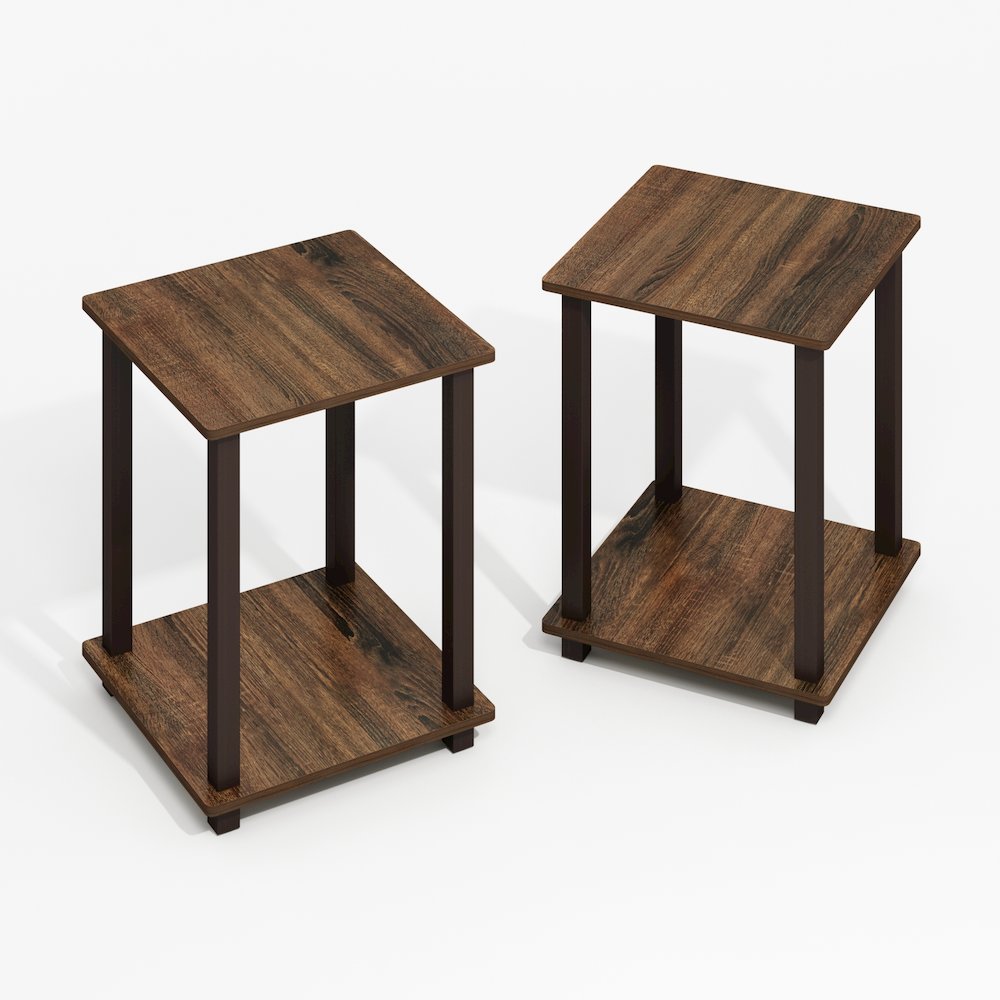 Simplistic End Table, Set of Two, Black Walnut/Brown
