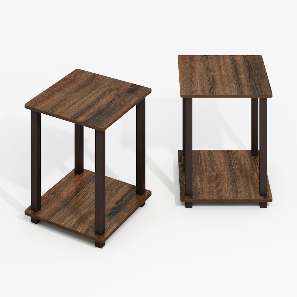 Simplistic End Table, Set of Two, Black Walnut/Brown