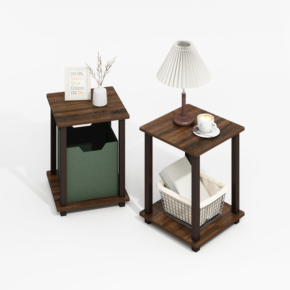 Simplistic End Table, Set of Two, Black Walnut/Brown