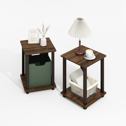 Simplistic End Table, Set of Two, Black Walnut/Brown