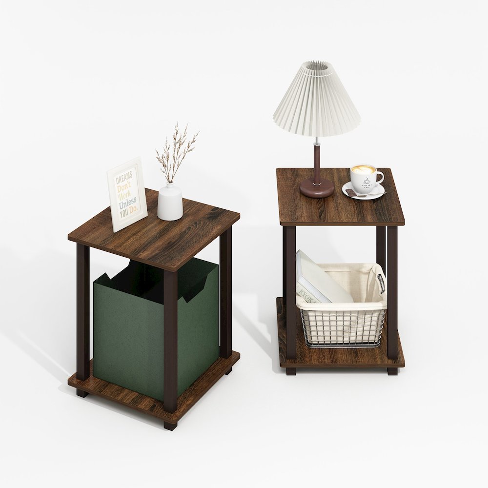 Simplistic End Table, Set of Two, Black Walnut/Brown