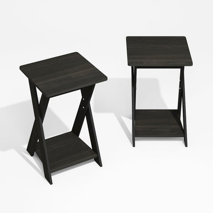Modern Simplistic Criss-Crossed End Table, Black Espresso, Set of 2