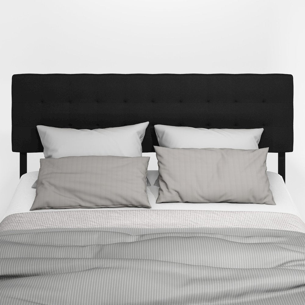 Roanne Tufted Headboard, Plain Black, King
