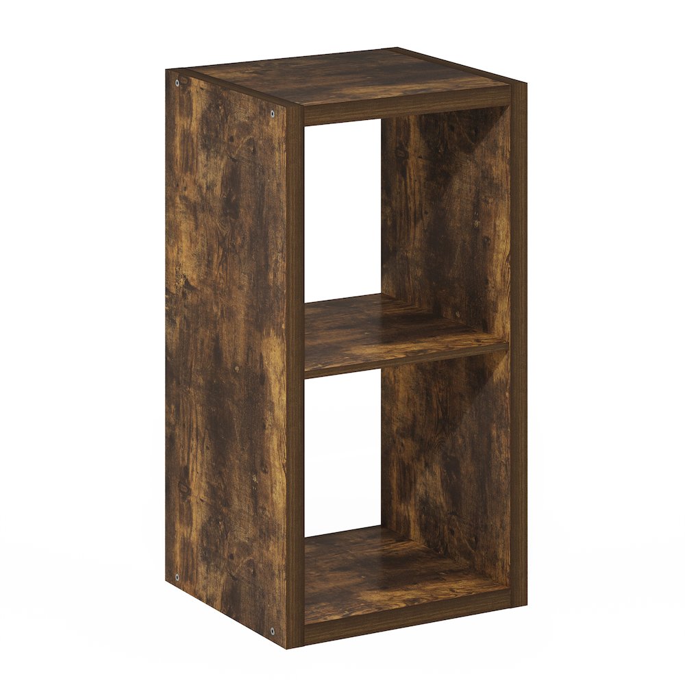 Cubicle Open Back Decorative Cube Storage Organizer, 2-Cube, Amber Pine