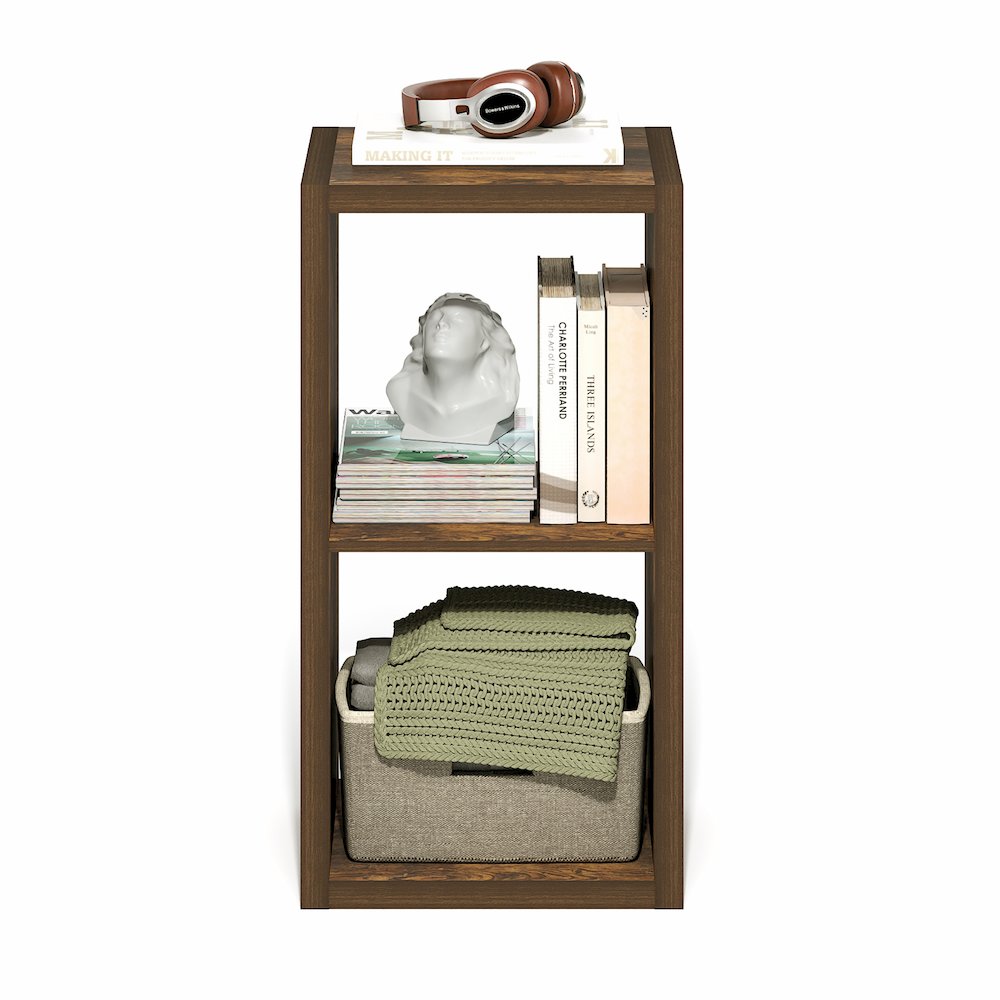 Cubicle Open Back Decorative Cube Storage Organizer, 2-Cube, Amber Pine