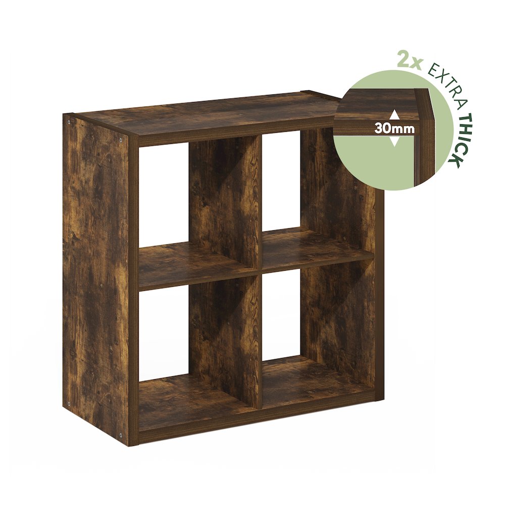 Cubicle Open Back Decorative Cube Storage Organizer, 4-Cube, Amber Pine