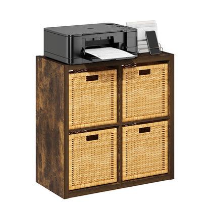 Cubicle Open Back Decorative Cube Storage Organizer, 4-Cube, Amber Pine