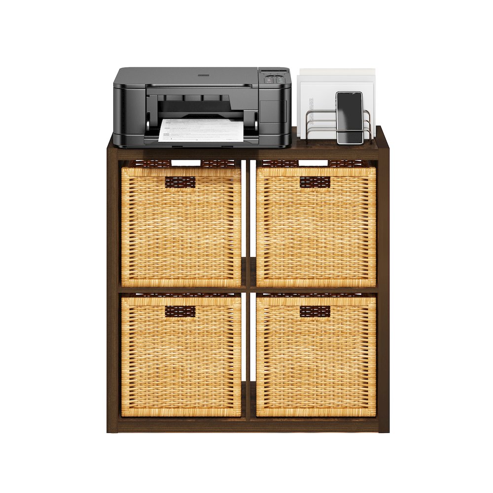 Cubicle Open Back Decorative Cube Storage Organizer, 4-Cube, Amber Pine