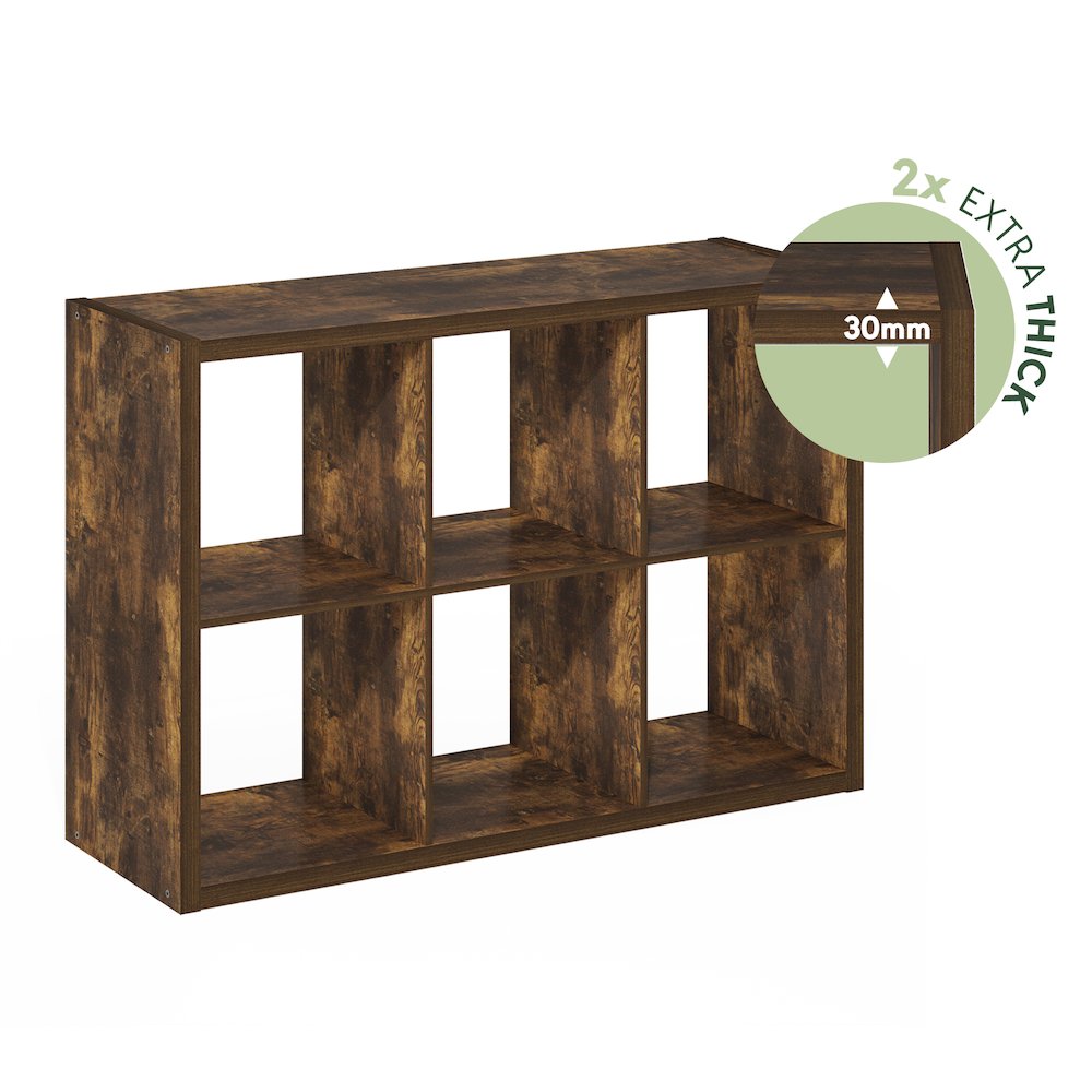 Cubicle Open Back Decorative Cube Storage Organizer, 6-Cube, Amber Pine