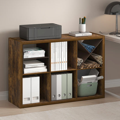 Cubicle Open Back Decorative Cube Storage Organizer, 6-Cube, Amber Pine