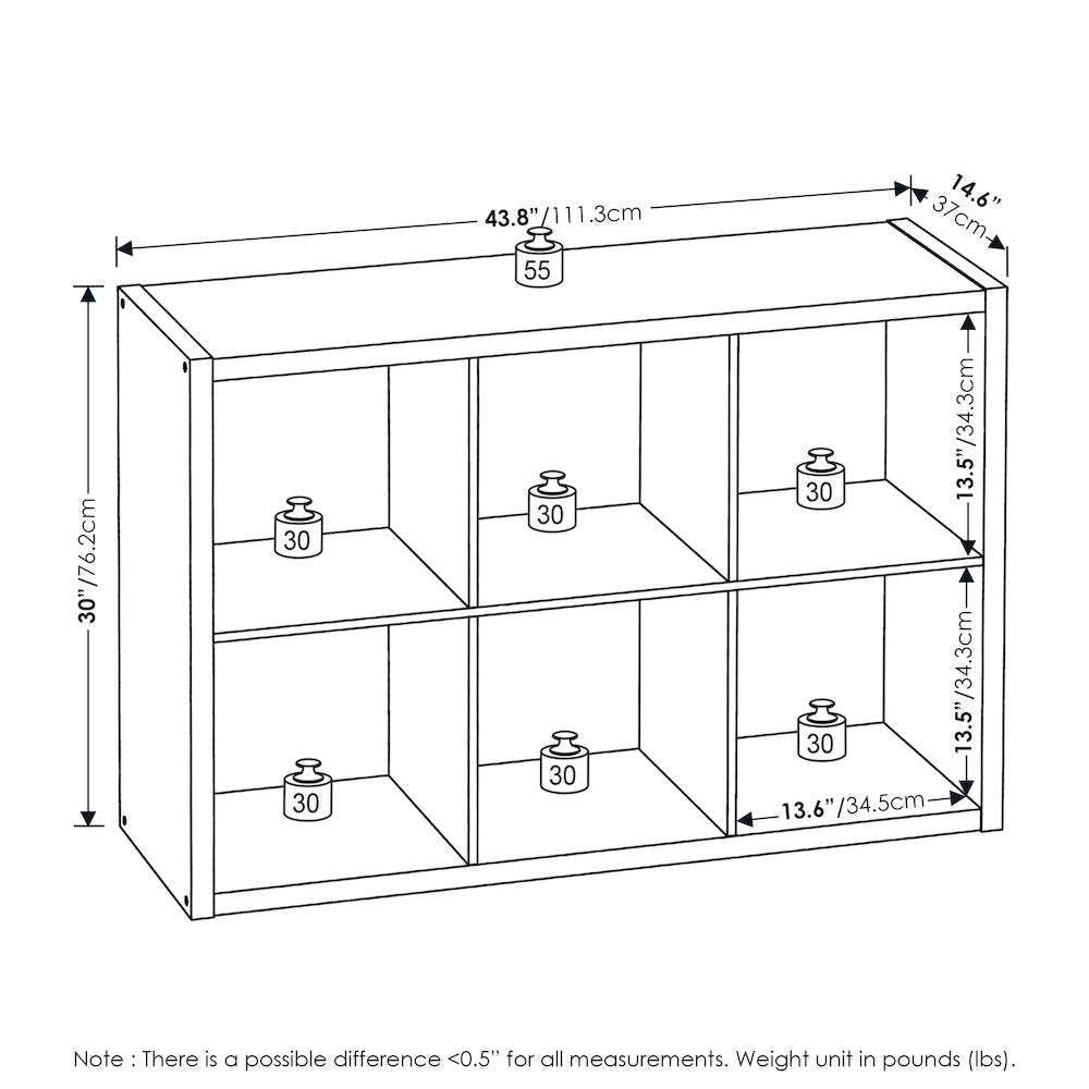 Cubicle Open Back Decorative Cube Storage Organizer, 6-Cube, Amber Pine