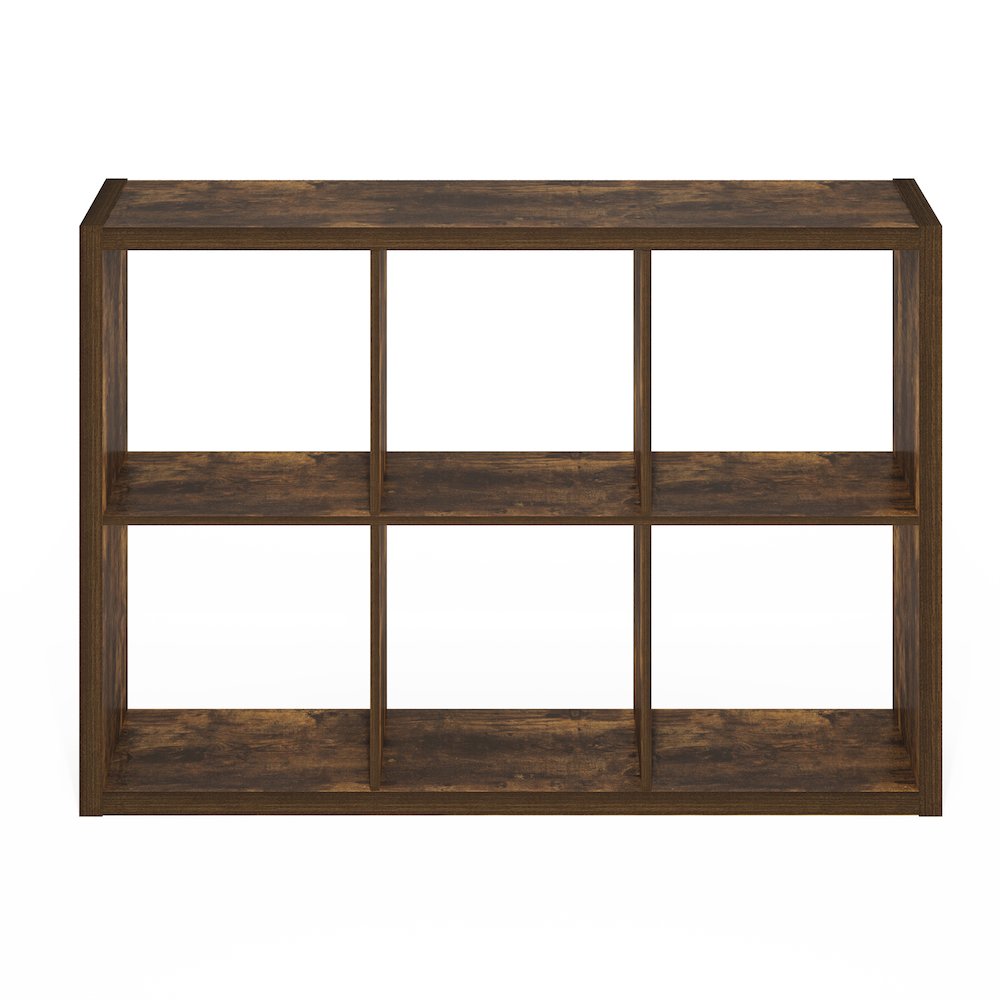 Cubicle Open Back Decorative Cube Storage Organizer, 6-Cube, Amber Pine