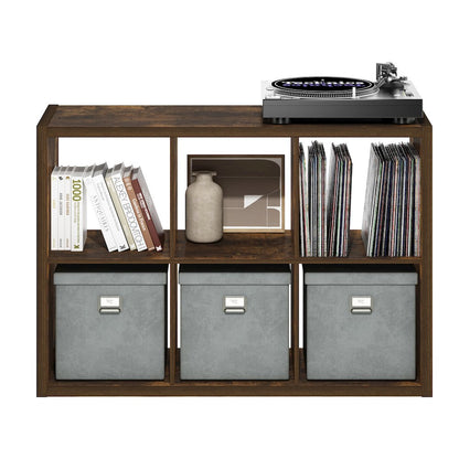 Cubicle Open Back Decorative Cube Storage Organizer, 6-Cube, Amber Pine