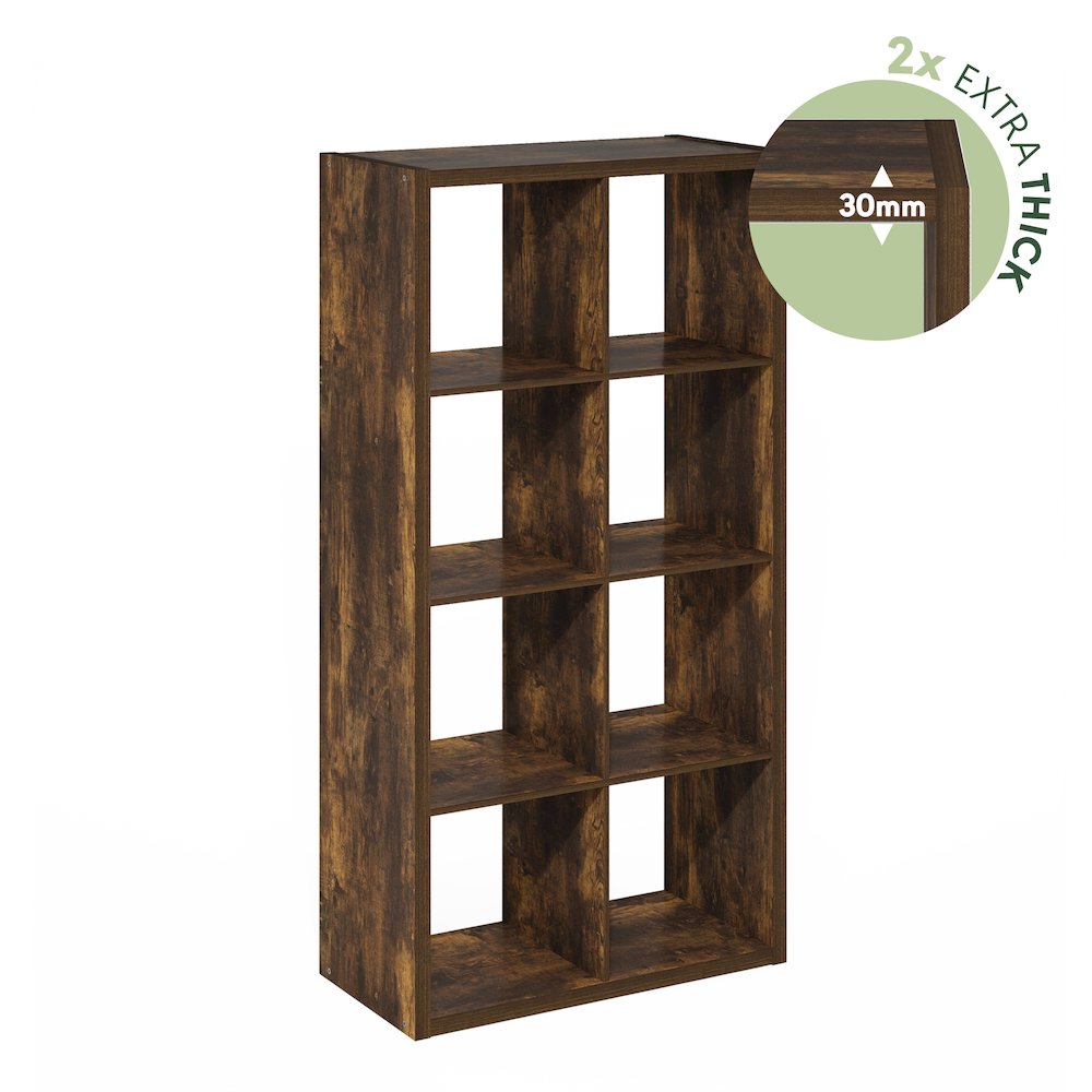 Cubicle Open Back Decorative Cube Storage Organizer, 8-Cube, Amber Pine