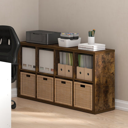 Cubicle Open Back Decorative Cube Storage Organizer, 8-Cube, Amber Pine