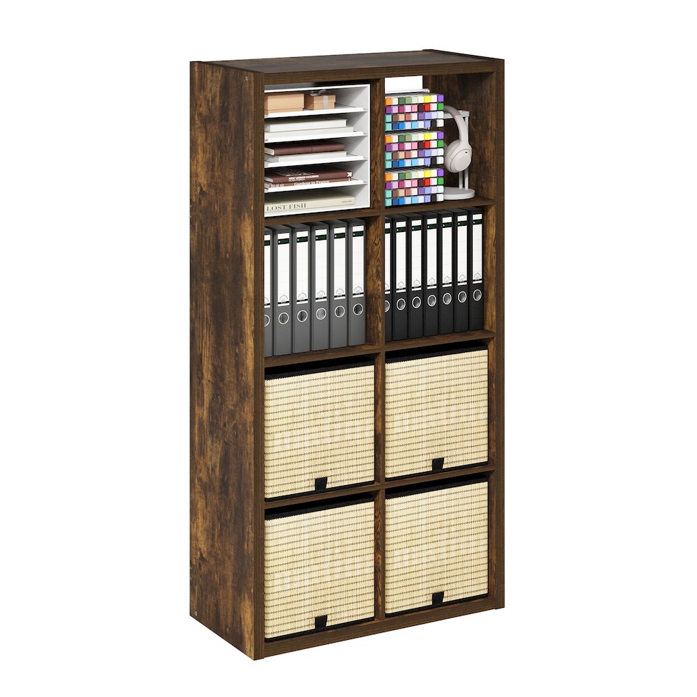 Cubicle Open Back Decorative Cube Storage Organizer, 8-Cube, Amber Pine