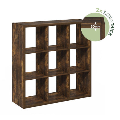 Cubicle Open Back Decorative Cube Storage Organizer, 9-Cube, Amber Pine