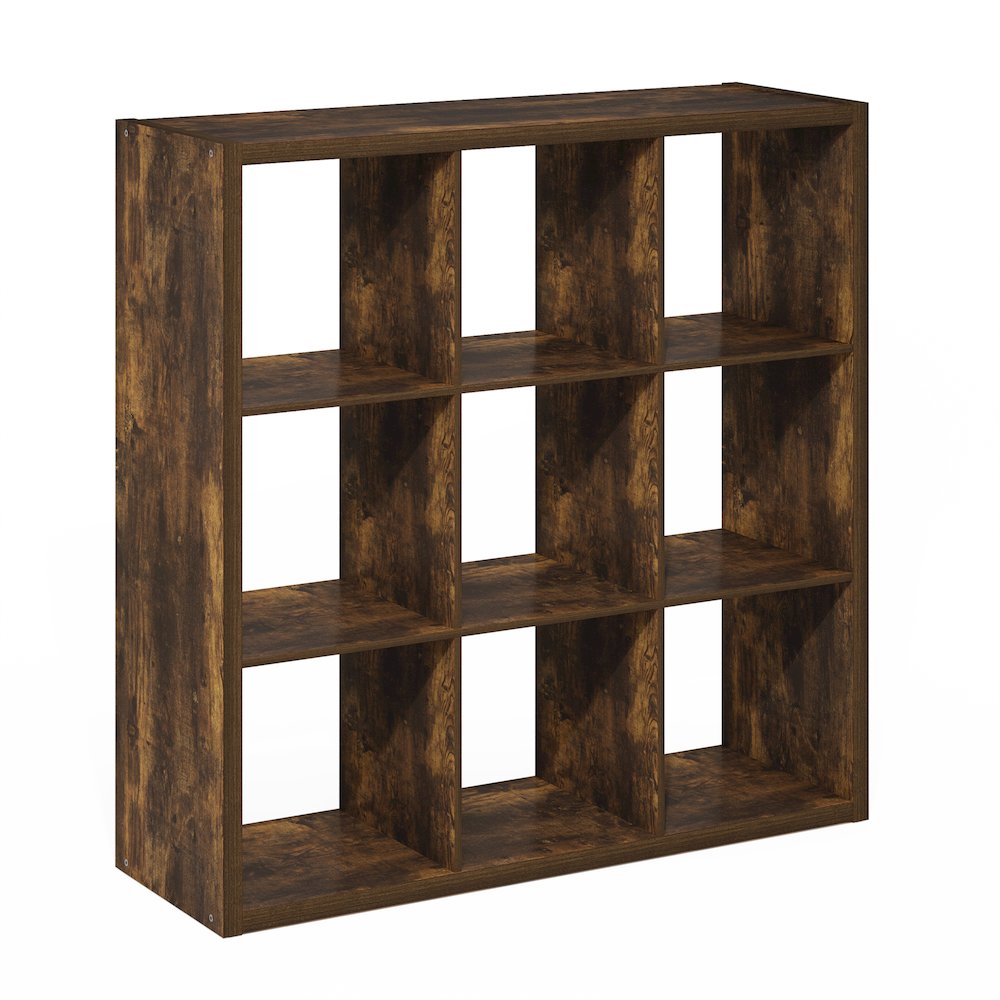 Cubicle Open Back Decorative Cube Storage Organizer, 9-Cube, Amber Pine