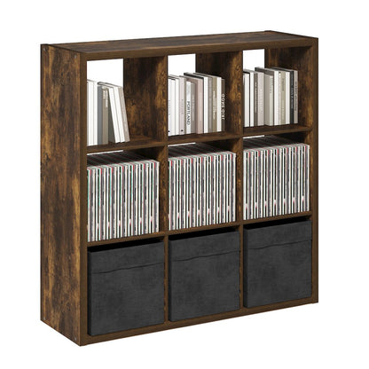 Cubicle Open Back Decorative Cube Storage Organizer, 9-Cube, Amber Pine