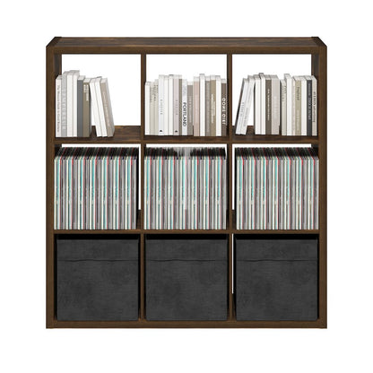 Cubicle Open Back Decorative Cube Storage Organizer, 9-Cube, Amber Pine