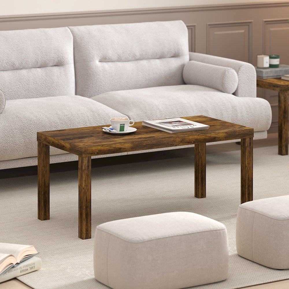 Classic Simple Coffee Table for Living Room, Amber Pine
