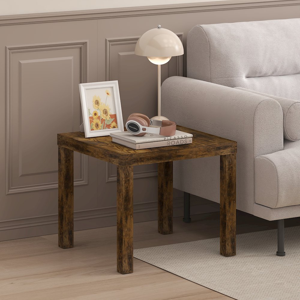 Classic Homey Square Side Table, Amber Pine