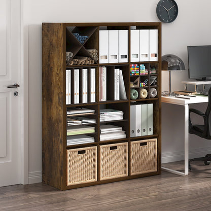 Cubicle Open Back Decorative Cube Storage Organizer, 12-Cube, Amber Pine