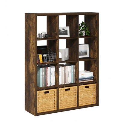 Cubicle Open Back Decorative Cube Storage Organizer, 12-Cube, Amber Pine