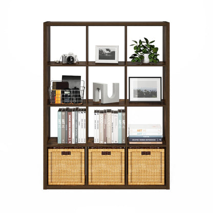 Cubicle Open Back Decorative Cube Storage Organizer, 12-Cube, Amber Pine