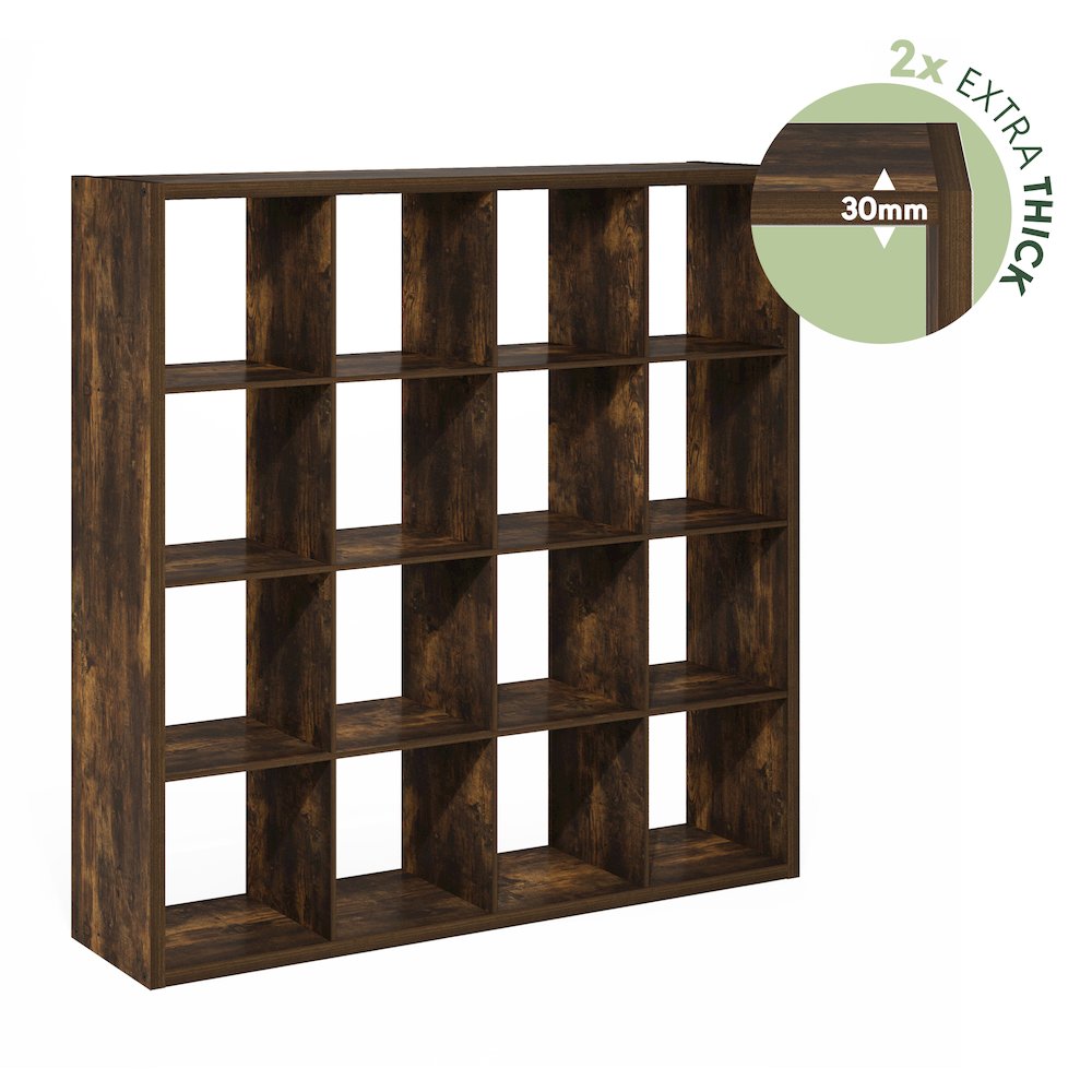 Cubicle Open Back Decorative Cube Storage Organizer, 16-Cube, Amber Pine
