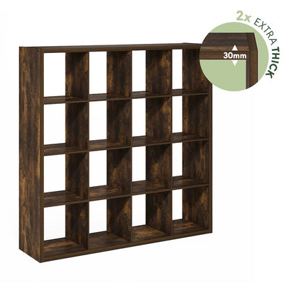 Cubicle Open Back Decorative Cube Storage Organizer, 16-Cube, Amber Pine