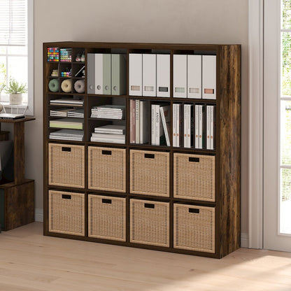 Cubicle Open Back Decorative Cube Storage Organizer, 16-Cube, Amber Pine