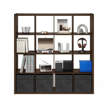Cubicle Open Back Decorative Cube Storage Organizer, 16-Cube, Amber Pine