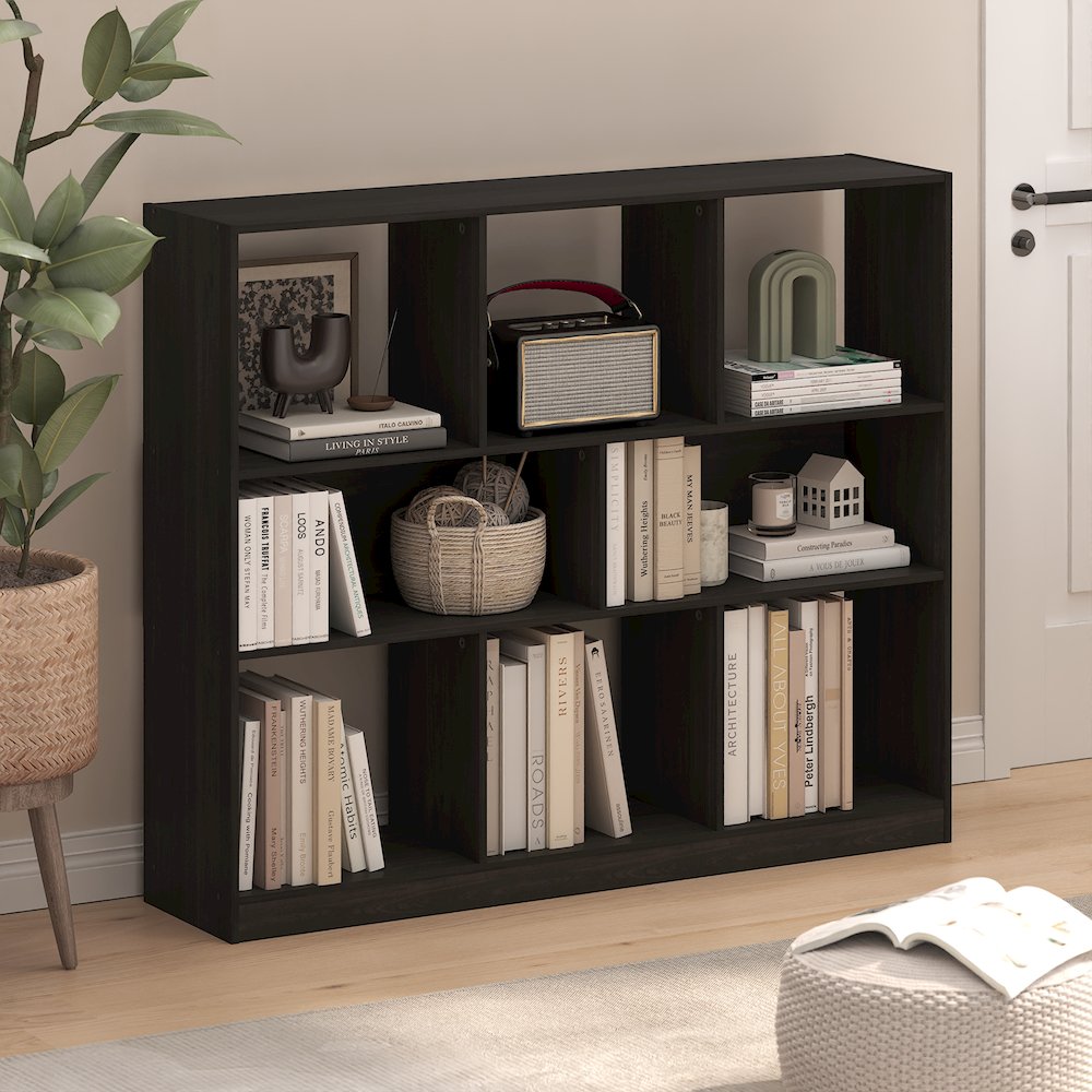 Daly 8-Cube Horizontal 3 Tier Bookcase, Bookshelf, Storage Organizer, 47 Width