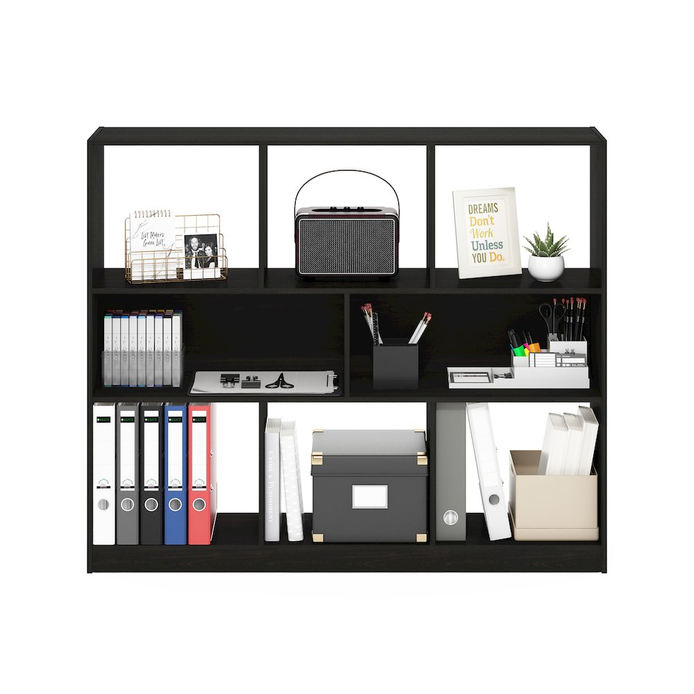 Daly 8-Cube Horizontal 3 Tier Bookcase, Bookshelf, Storage Organizer, 47 Width