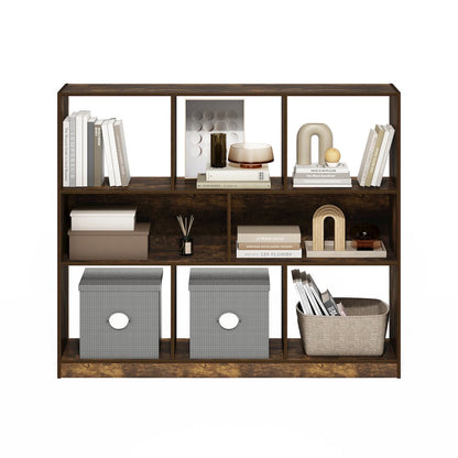 Daly 8-Cube Horizontal 3 Tier Bookcase, Bookshelf, Storage Organizer, 47 Width