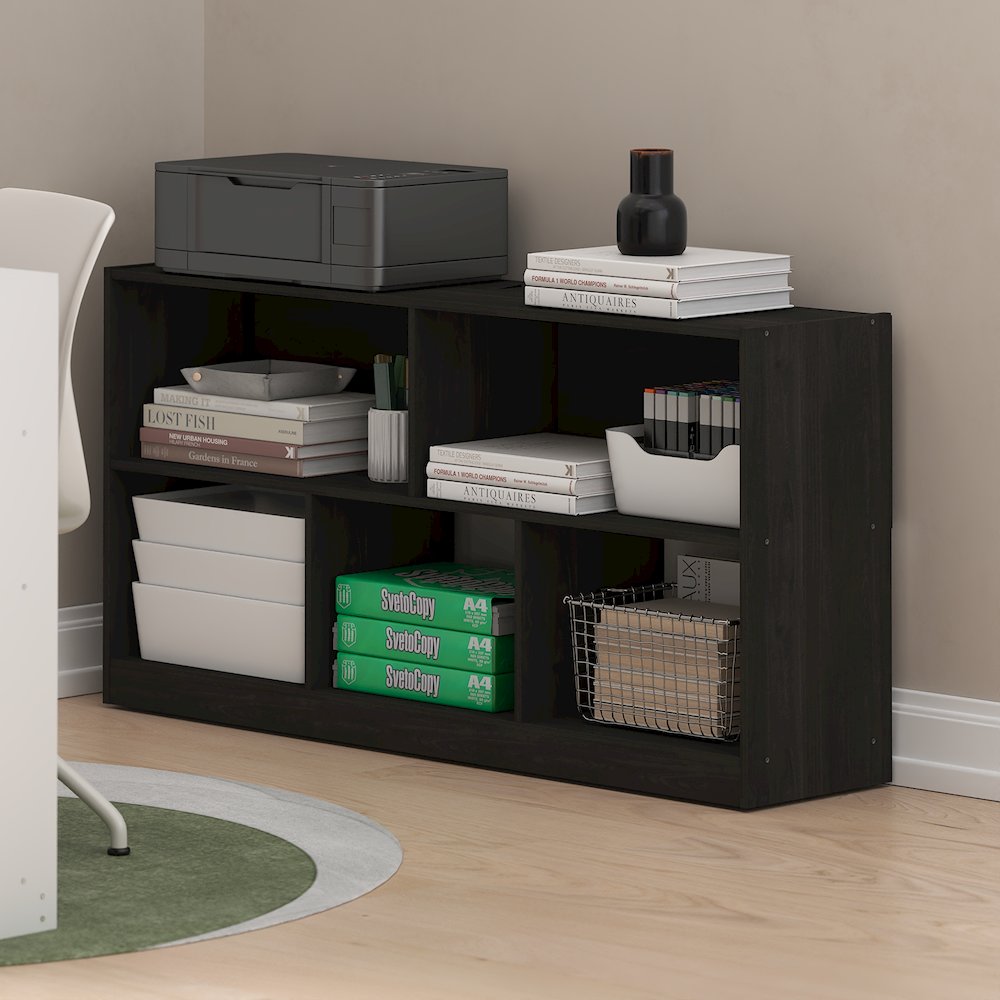 Daly 5-Cube Horizontal 2 Tier Bookcase, Bookshelf, Storage Organizer, 47 Width