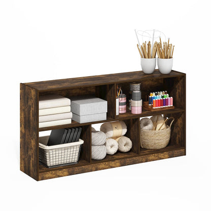 Daly 5-Cube Horizontal 2 Tier Bookcase, Bookshelf, Storage Organizer, 47 Width
