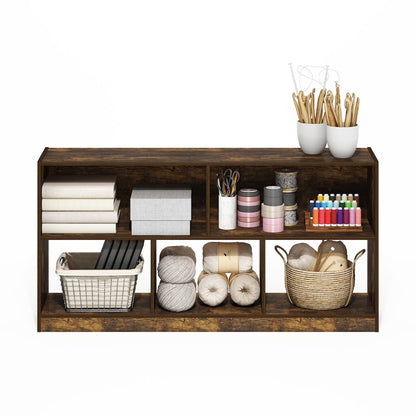 Daly 5-Cube Horizontal 2 Tier Bookcase, Bookshelf, Storage Organizer, 47 Width
