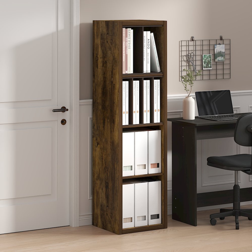 Cubicle Open Back Decorative Verticle Cube Storage Organizer, 4-Cube, Amber Pine