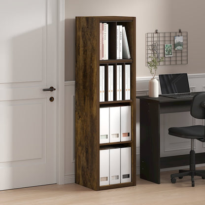Cubicle Open Back Decorative Verticle Cube Storage Organizer, 4-Cube, Amber Pine